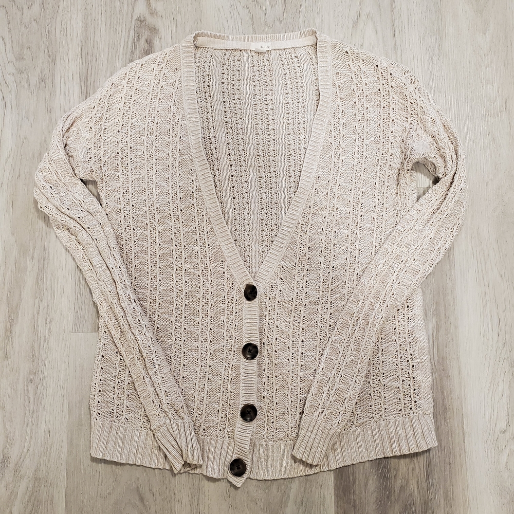🌟5/$15🌟 Oatmeal/Light Beige Knit Cardigan Sweater - Garage - XS/S